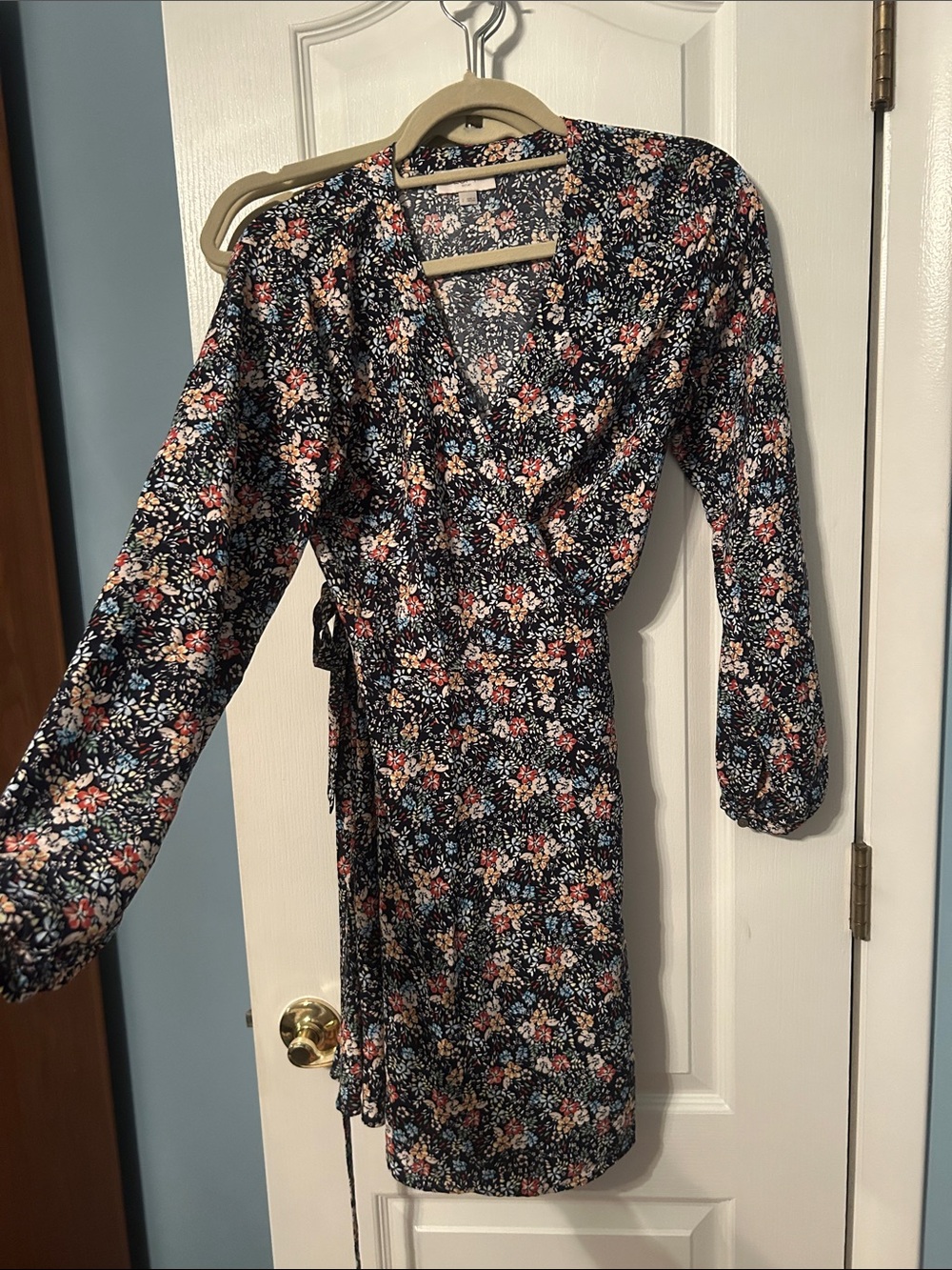 MOVING SALE Loft Navy Floral Wrap Dress